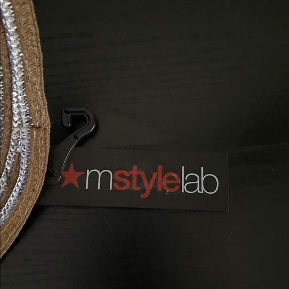 Tan and Silver Colored 50% Paper Straw and 50% Polyester Hat - Picture 2 of 11